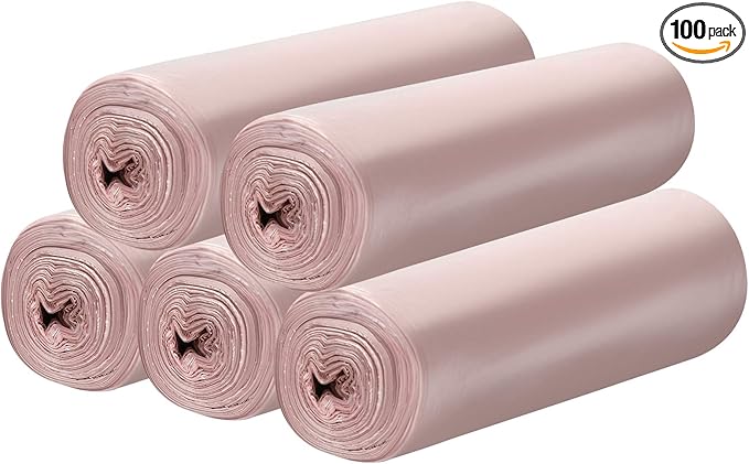 5 Rolls Small Trash Garbage Bags, 4 Gallon 100 Counts (Pink) | Strong Thin Material Disposable Kitchen Garbage Bags, Durable Plastic Trash Bags for Office Home Bedroom Garden Waste Bin