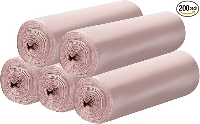 5 Rolls Small Trash Garbage Bags, 4 Gallon 200 Counts (Pink) | Strong Thin Material Disposable Kitchen Garbage Bags, Durable Plastic Trash Bags for Office Home Bedroom Garden Waste Bin