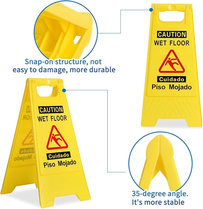 CERLMLAND wet floor signs 6 piece double-sided sign Widely used in various business environments. alerts clear identification using black text and red graphics