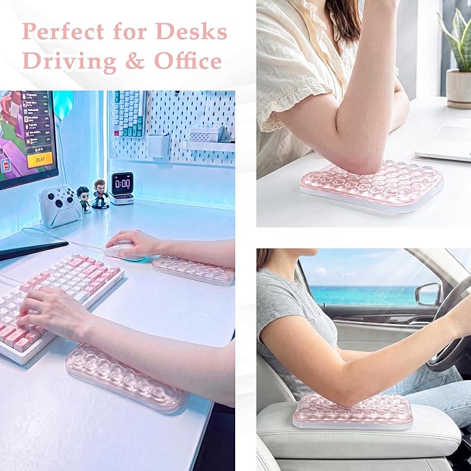Ospelelf Gel Elbow Rest Pad for Desk, Arm Wrist Rest Pad Support for Keyboard and Mouse, Ergonomic Computer Wrist Support for Typing Pain Relief, Pink