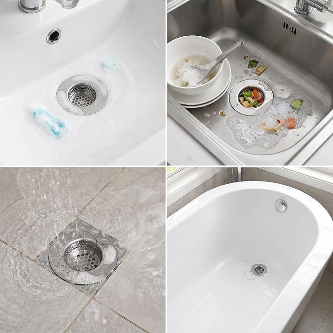 3 Pcs Bathroom Sink Drain Strainer Stainless Steel Drain Filter for Bathtub Shower Sink Universal Hair Catcher Clog Preventer Fit Hole Size from 1.25"