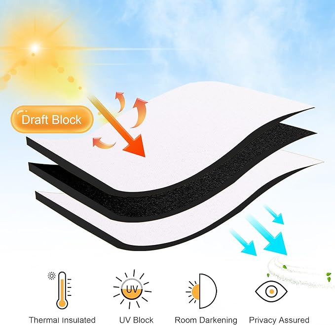 RYB HOME Blackout Curtains for Living Room, Large Window Shades for Bay Window Dining Parlor Bedroom Patio Door, Wide 62 x Long 72 inches, Pure White, 2 Panels