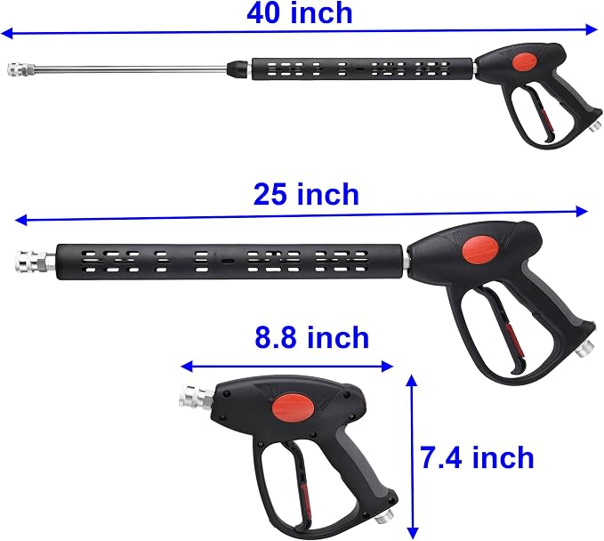 M MINGLE Replacement Pressure Washer Gun with Extension Wand, M22 Fitting | Compatible with M22 14mm/15mm Fitting, 5 Nozzle Tips, 40 Inch, 4000 PSI, for Car/Patio/Driveway Cleaning