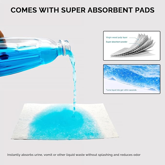 Commode Liners with Absorbent Pads - 60 Pack Disposable Potty Liners for Portable Potty Chair, Large Strong Bags for Camping or Portable Toilet with Gel - Fit All Standard Commode Chair Bucket
