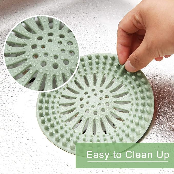 Gotega 5 Pack Sink Drain Strainer, Hair Catcher for Bathroom Tub Shower | Shower drain covers protector, flexible TPR material, multiple colors, hair trap garbage disposal parts, easy to clean