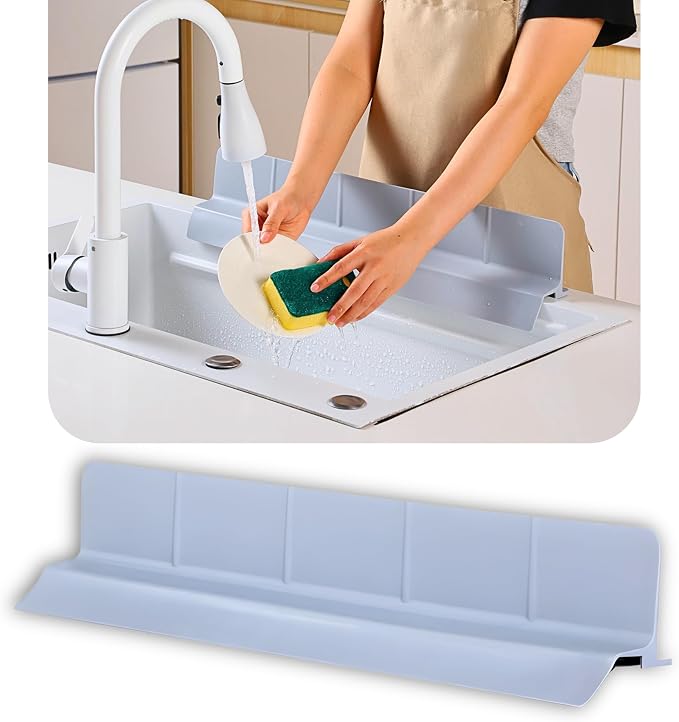 MessOut Sink Splash Guard | Premium Korean Silicone | 3 Practical Sizes for Maximum Coverage |Solution for Mess Free Dish-washing | Super Strong Suction to nearly all Shelf-tops.