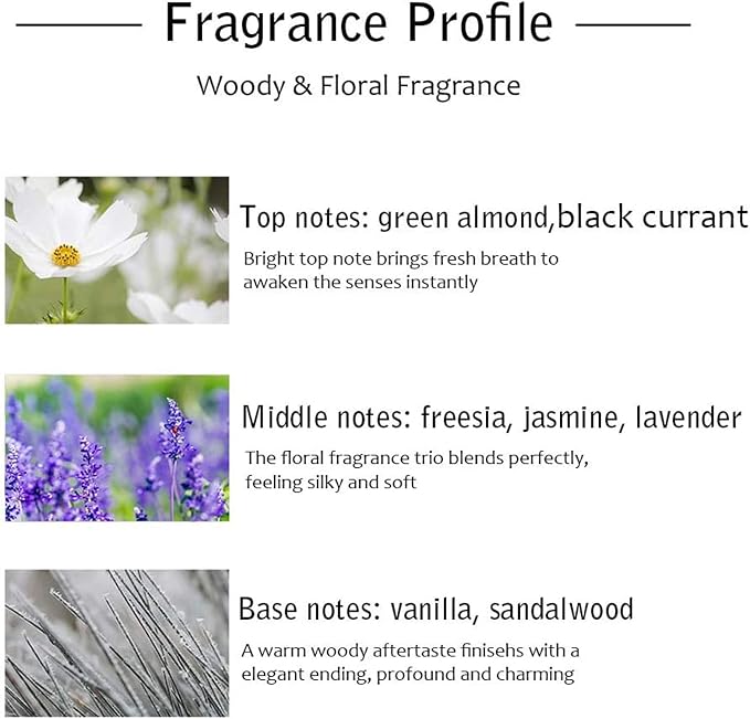 Reed Diffuser Set, Bergamot Vanilla Lavender and Jasmine Scented Oil Reed Diffusers for Bedroom Living Room Office, Giftable & Stress Relief 150 ml/5.07 oz
