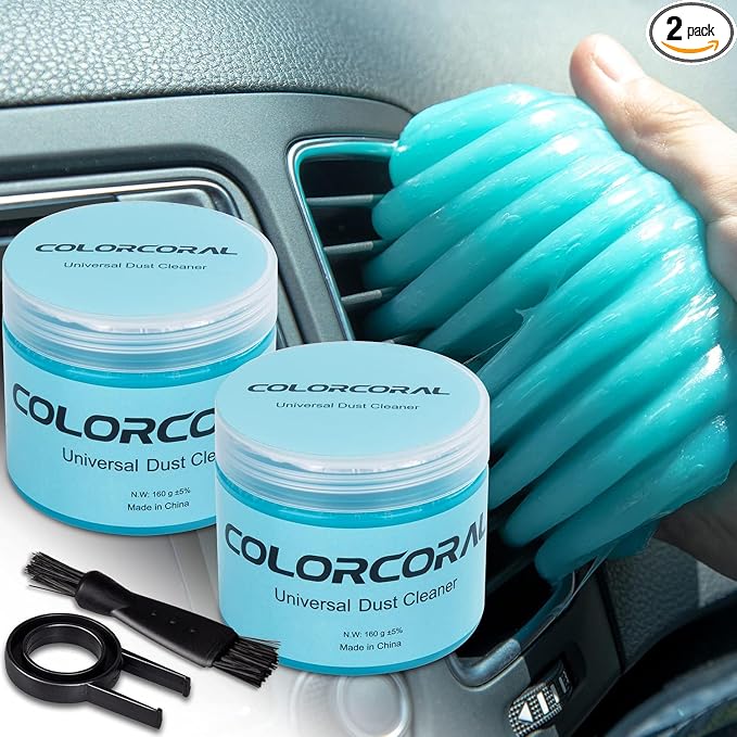 ColorCoral car Cleaning Gel Keyboard Cleaner car Interior Cleaner Kit Blue | 2-Pack Cleaning Putty Dust Cleaner Car Vent Keyboard Cleaning Detailing Slime Universal Cleaning Kit Car Accessorie Men Women