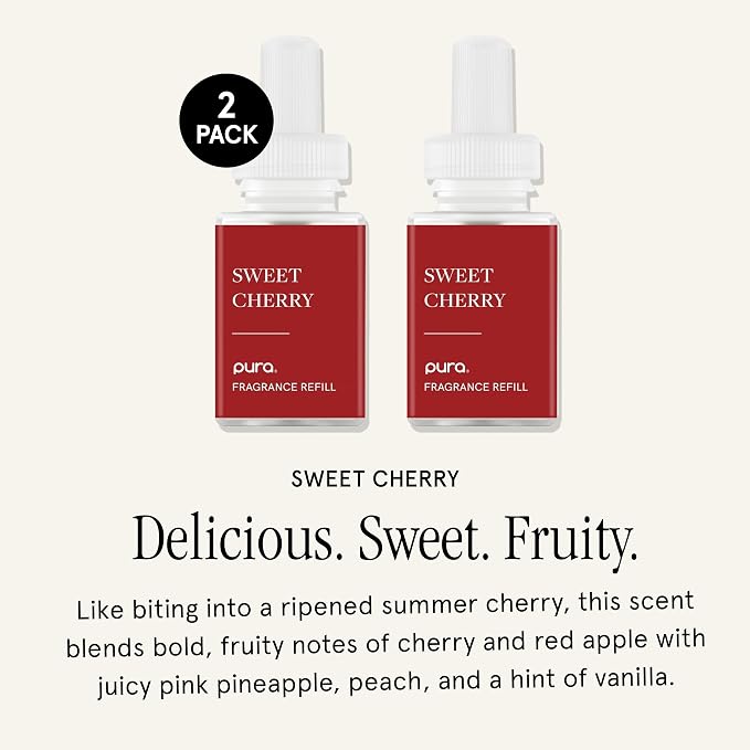 Pura Smart Home Scent Refill - Long-Lasting Premium Fragrance per Refill - Clean Diffuser Fragrance for Home, Office & Apartment - 2 Pack, Sweet Cherry