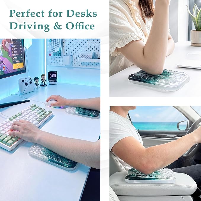 Ospelelf Elbow Wrist Rest Pad for Desk, Gel Arm Rest Pad Support for Laptop | Ergonomic Support for Typing & Mouse, Cool-touch, Lightweight, 6.29" × 4.33" × 0.98", Home Office Computer Use