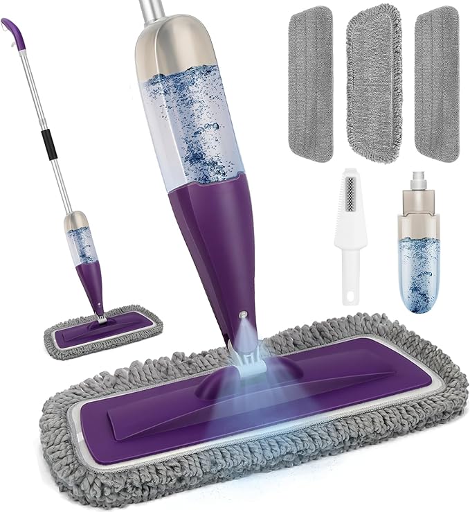 Microfiber Spray Mop for Floor Cleaning with Washable Pads,Dry Wet Use | 27 oz Refillable Bottle,3 Reusable Mop Pads,Mops with Sprayer for Hardwood Laminate Vinyl Tile Cleaning