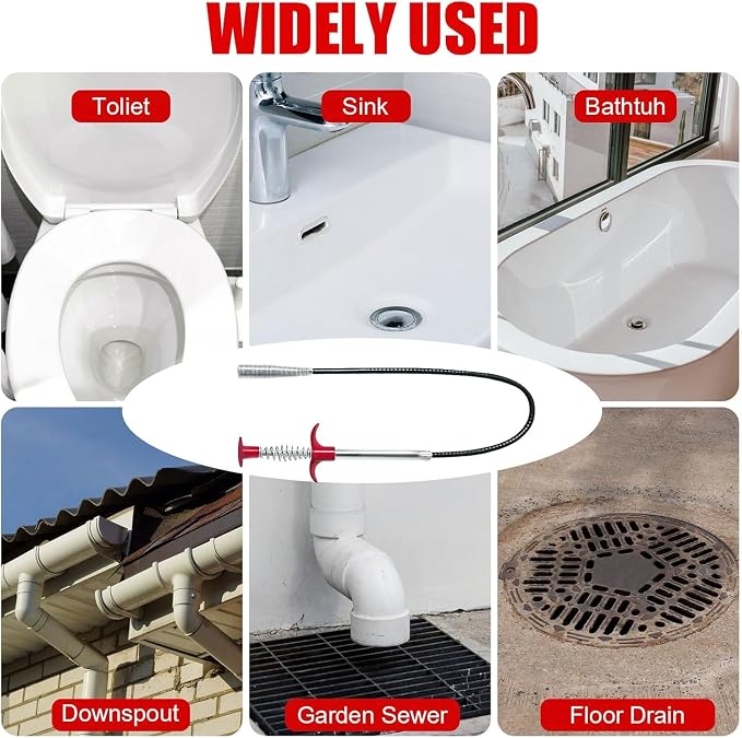 Drain Snake,76 inch Flexible Grabber Claw Pick Up Reacher Tool,Drain Clog Remover - Gutter Cleaning Tools for Home Sink, Bathroom Tub,Drain, Toilet, Tight Spaces