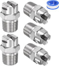 M METERXITY 5-Pack Flat Fan Spray Tip, 65 Degree 1/4BSPT Male Stainless Steel Pressure Washer Nozzles Cleaner Nozzle Replacement W Sealing Tape for Water Guns (3.6mm Orifice)
