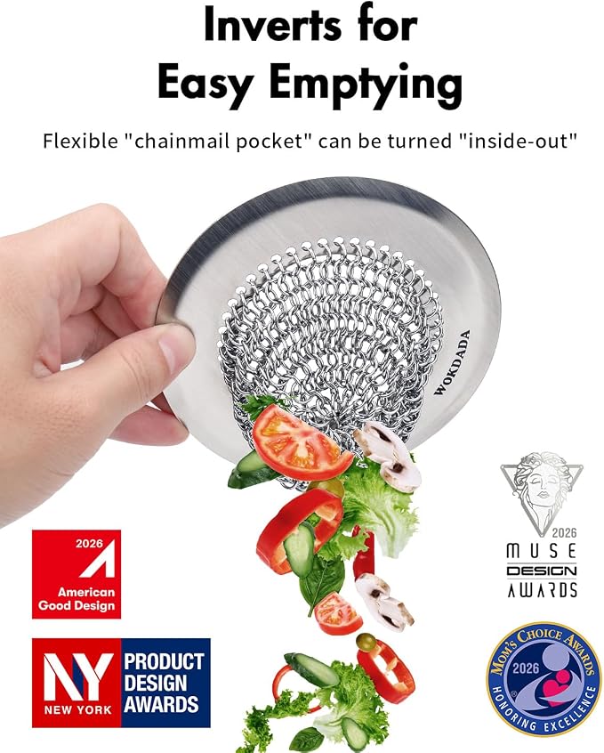 Sink Drain Strainer, Reversible Easy Clean Mesh Sink Strainer with 304 Stainless Steel, Wokdada Revolutionary Anti-Rust Large Kitchen Sink Strainer Food Catcher for Garbage Disposal Without Clogging