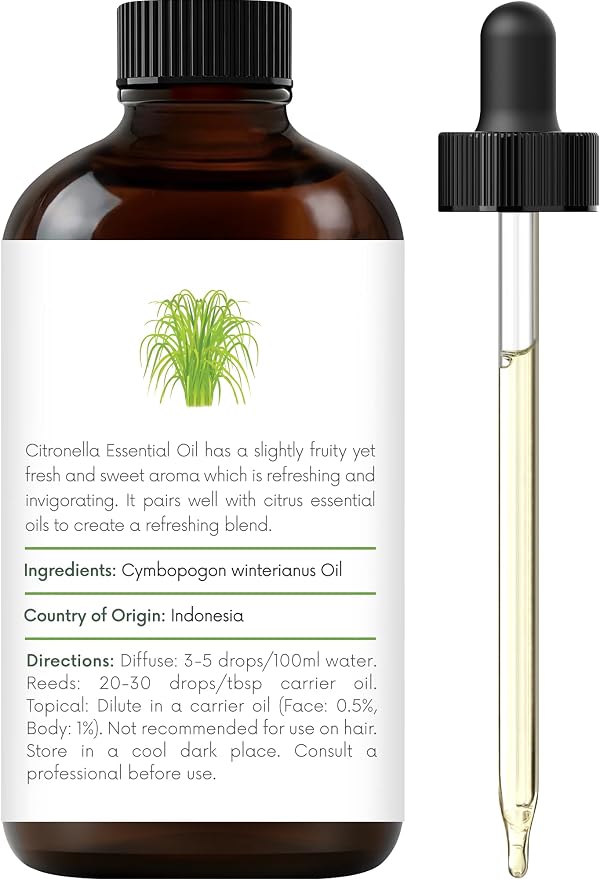 Handcraft Blends Citronella Essential Oil – 1 Fl Oz – 100% Pure and Natural – Premium Grade Essential Oil for Diffuser and Aromatherapy, Skin, Massage, Candle and Soap Making Fragrance
