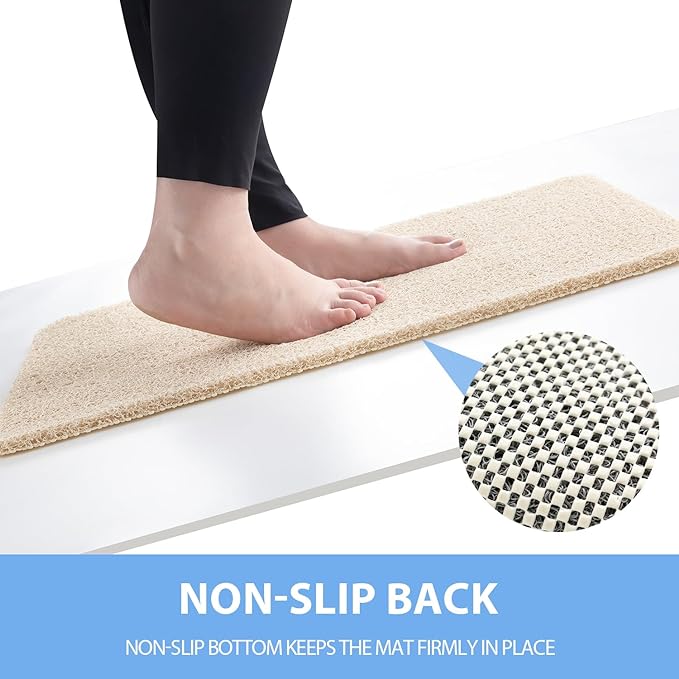 Non Slip Shower Mat, Anti Slip Bath Mat, Quick Drying Bath Tub Mats, Foot Scrubber Mat, Anti Slip Mat for Tub, Floor, Bathroom, Home, Kitchen, Hotel (Beige 24”x24”)