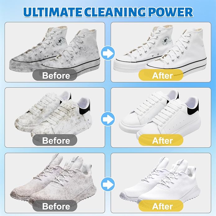 Jevvu Shoe Cleaner, Sneaker Cleaner Foam for Removing Stains and Dirt, Shoe Cleaning Kit for White Shoes