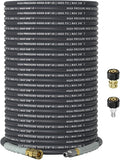 3/8" 4800PSI Pressure Washer Hose 200FT with 360° Swivel Quick Connect, Flexible & Kink Resistant Steel Wire Braided & Durable for Hot/Cold Water, High Power Washer Hose With M22 14mm Adapter