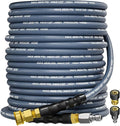 3/8" 4800PSI Pressure Washer Hose 75FT with Swivel Quick Connect for Cold/Hot Water Max 248°F, Kink Resistant Steel Wire Braided, Wear Resistant Power Washer Hose with M22 14mm Adapter