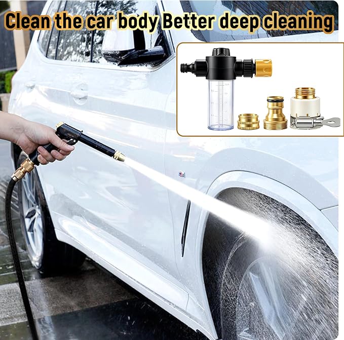 High Pressure Hose Nozzle, Portable High Pressure Water Gun With 4 Adjustable Jet Nozzle, Pressure Washer Nozzle, Power Washer Hose Attachment For Garden Patio Cleaning (1 Set)