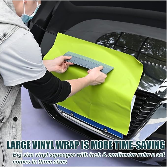 6 Inch Vinyl Wrap Squeegee, Window Tint Squeegee Installation Tool with Ruler 15CM & Suede Felt Edge, Car Vinyl Wrap Scraper Tool for Sign-Making Graphic Wallpaper Film Smoothing (6 Inch)