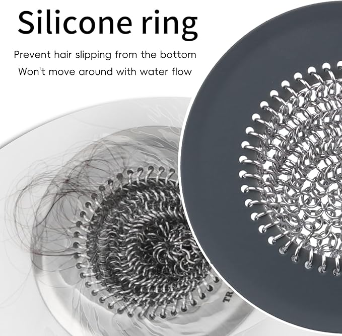 TRAPMATE Shower Drain Hair Catcher, 4.4" Anti-Clogging Bathtub Drain Cover | Easy Clean, Anti-Slip, Clog Prevention, Fast Drainage, Reversible, No Rust, For Showers & Bathtubs, Universal Size, Patented