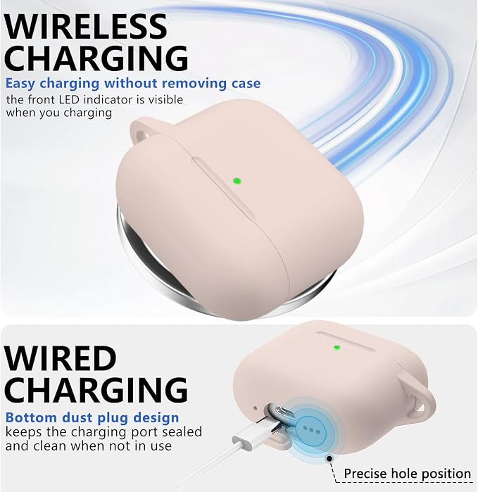Ljusmicker for AirPods 4 Case 2024 with Cleaner Kit,Soft Silicone Protective Cover for Apple AirPods 4th Generation Cases for Women Men,for AirPod 4 Case Accessories with Keychain-Milk Tea