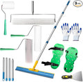 Complete Self-Leveling Concrete Tool Kit with Spiked Rollers | Includes 9 and 20 in spiked rollers, splash guard, extension poles, putty knife and spiked shoes