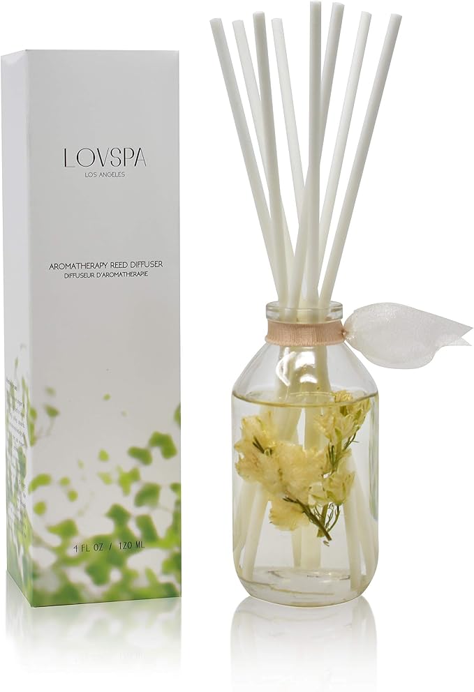 Reed Diffuser Set - Coconut Cabana Scented Diffuser with Sticks | Home Fragrance Reed Diffuser for Bedroom, Bathroom Shelf Décor, with Real Botanicals in the Bottle - Made in the USA