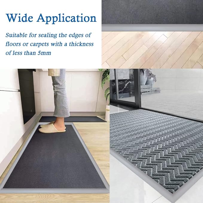 Floor Transition Strip Self Adhesive Carpet & Flooring Transitions Edging Trim Strip PVC Threshold Transitions Suitable for Threshold Height Less Than 5mm (20Ft, Gray)