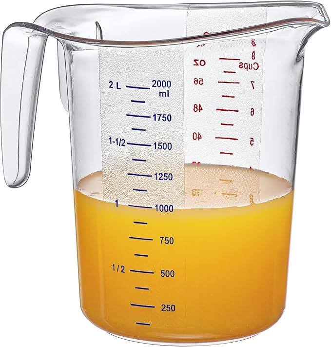 Amazing Abby - Melissa - 64-Ounce Plastic Measuring Pitcher (1-Pack), 8-Cup (2-Quart) Food-Grade Measuring Jug, Unbreakable, Stackable, Dishwasher-Safe, Great for Oil, Vinegar, Flour, and More