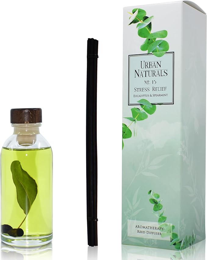 Reed Diffuser Set, Eucalyptus Spearmint - Stress Relief | Fragrance your Space, Fresh Scented Room Freshener and Home Decor, Home Gift Idea. Vegan