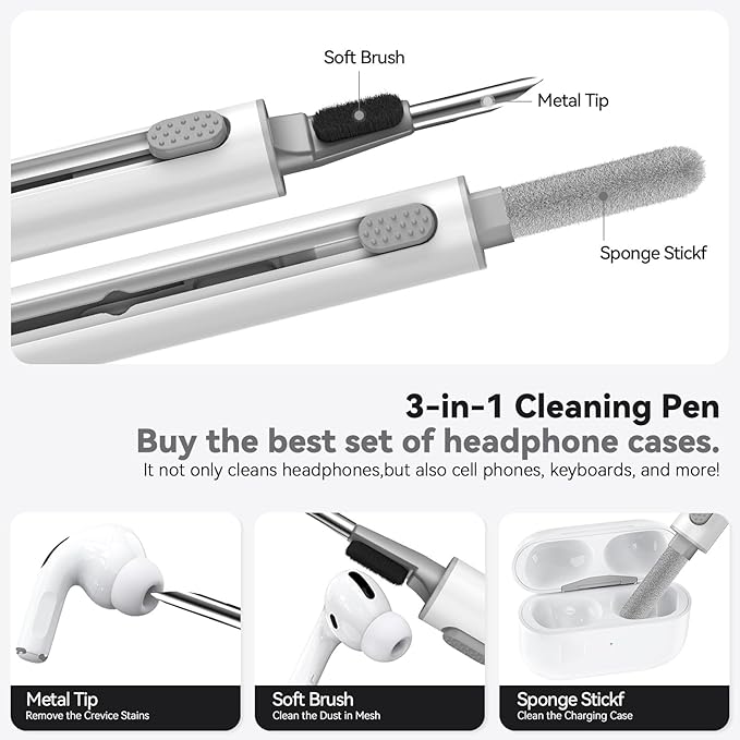 Ljusmicker for AirPods Pro 3 Case 2025 with Cleaner Kit,Lake Blue | Soft Silicone Protective Cover for Apple AirPod Pro 3rd Generation Case with Keychain for Women Men,Shockproof
