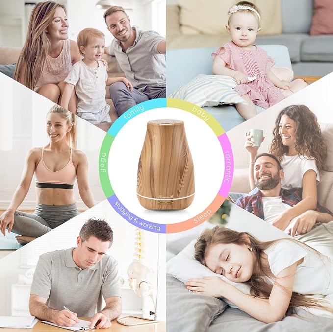 Homeweeks Essential Oil Diffuser for Room 100 ML 1 Pack | Aromatherapy Scent Diffuser Adjustable Mist Mode, Cool Mist, Auto Off Ultrasonic Aroma Fragrance Diffuser for Bedroom Office