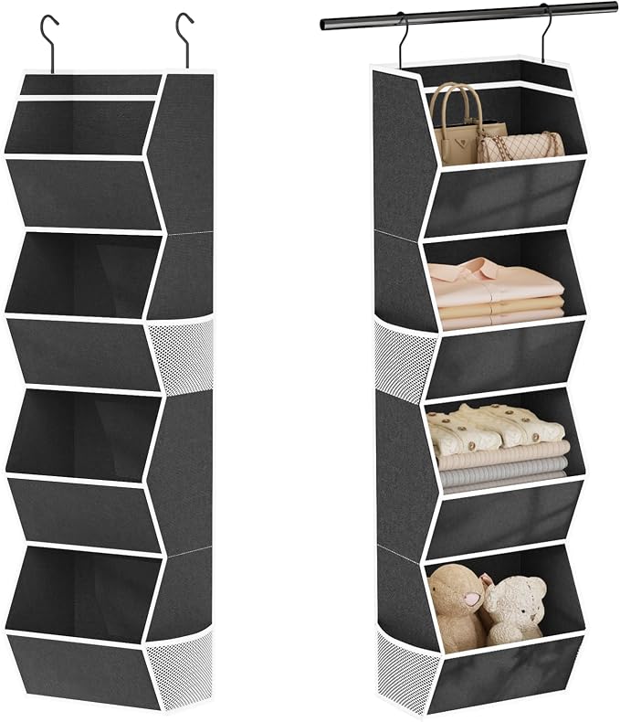Hanging Closet Organizer Bins for Closet Organization Storage 4 Shelf Black