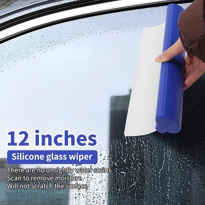 2 Pack 12inch car Squeegee,Silicone Squeegee,car Window Squeegee,Flexible T-Bar Water Blade for Car for Car Or Home Use,Washing,Wiping Glass, Mirror,Shower Doors,Blue