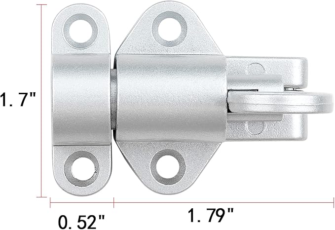 3 Packs Self-Closing Latches，Silver Gray Spring Door Lock，Resilient Bolt Latch Aluminum Alloy Safety Automatic Spring Barrel Slide Door Lock with Screws,Used for Gate,Window and Cabinet etc