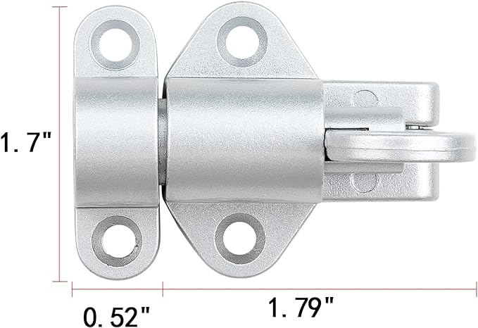 5 Packs Self-Closing Latches，Silver Gray Spring Door Lock，Resilient Bolt Latch Aluminum Alloy Safety Automatic Spring Barrel Slide Door Lock with Screws,Used for Gate,Window and Cabinet etc