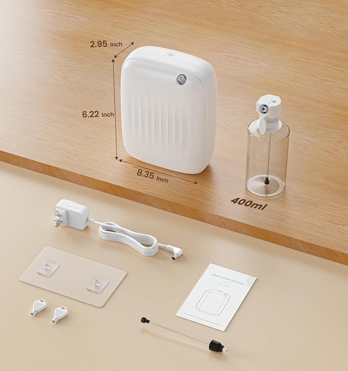Ziweo Waterless Essential Oil Diffuser Up to 3000sq.ft Whole-Home Scent | Cold Air Diffuser for Home Office Hotel, App & One-Click Preset Panel Control, Easy to Operate, Quiet, Wall Amount - 400ml