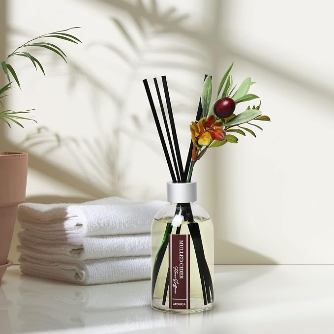 Aronica Christmas Tree Diffusir Oil Cinnamon, Mulled Spice Apple Oil with Sticks, Winter Candy Scented Reed Diffuser, Home Fragrance Decor