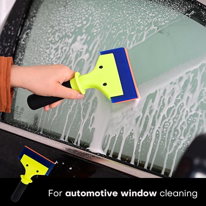 NEWISHTOOL 2 Pack Rubber Squeegee with Nylon Handle Window Tint Tools | Tint Squeegee for Water Removal, Glass Cleaning, PPF Installing and Window Film Application