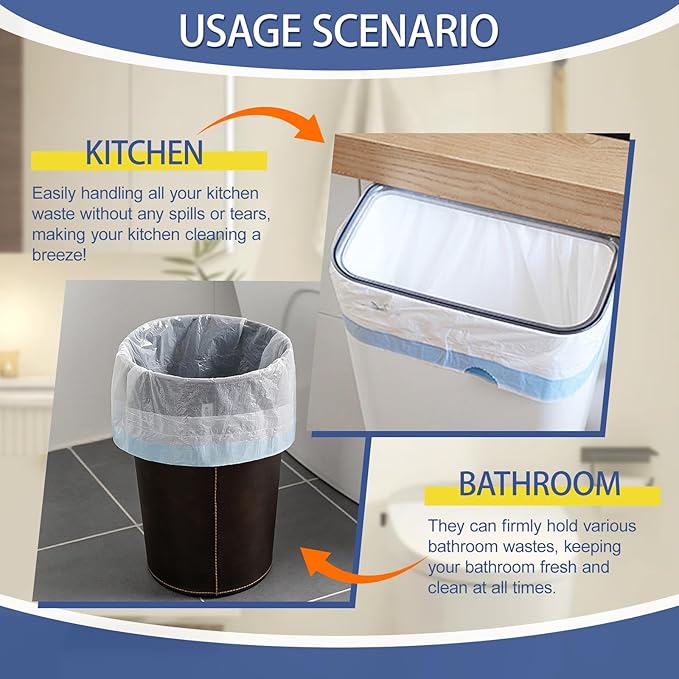 10 Gallon Trash Bags with Drawstring - 120 Count Heavy Duty 1.2 Mil Garbage Bags 38 Liter Unscented White Kitchen Bin Liners for Home & Office