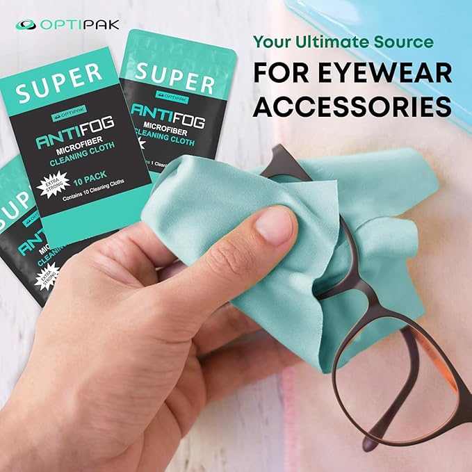 Anti Fog Microfiber Cleaning Cloth for Glasses | Individually Wrapped Microfiber Lens Cleaning Cloth for Eyeglasses, Lenses, Binoculars, Face Shields, Ski Masks or Swim Goggles (50 Count)