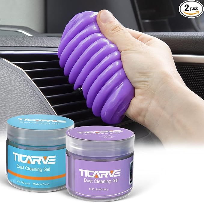 TICARVE 2Pack Cleaning Gel for Car Cleaning Putty Car Slime for Cleaning Car Detailing Putty Detail Tools Car Interior Cleaner Automotive Car Cleaning Kits Keyboard Cleaner Blue Purple (320g/11.2oz) | Detail Tools Car Interior Cleaner Automotive Cleani...