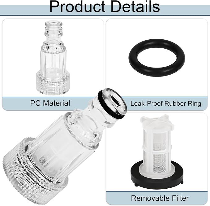 Obida Pressure Washer Transparent Plastic Water Inlet Filter Power Washer Parts Replacement for Tool Garden Hose Adapter Pressure Washer Inlet Filter(6 Pcs)