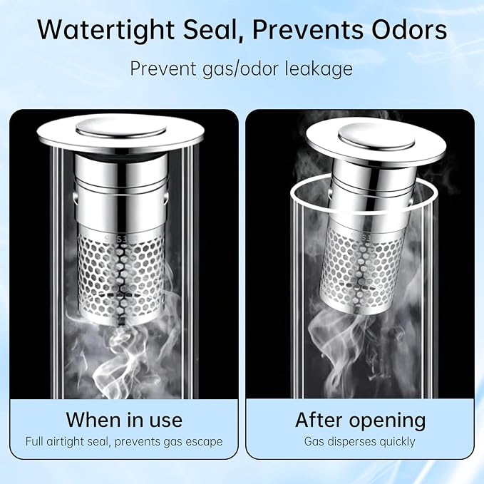 3 Pack Bathroom Sink Drain Strainer, Pop Up Stopper with Hair Catcher | Fits 1.5"-2.3" Drain Holes, Stainless Steel Basket, Brass Core, Tool-Free Installation