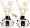 TonJin 2PCS Lavender Reed Diffuser Set 1.7 fl oz with 6 Scent Sticks, Calming Essential Oil Diffuser Sticks for Home, Relaxing Home Fragrance for Bedroom & Bathroom, Natural Non-Toxic Air Freshener