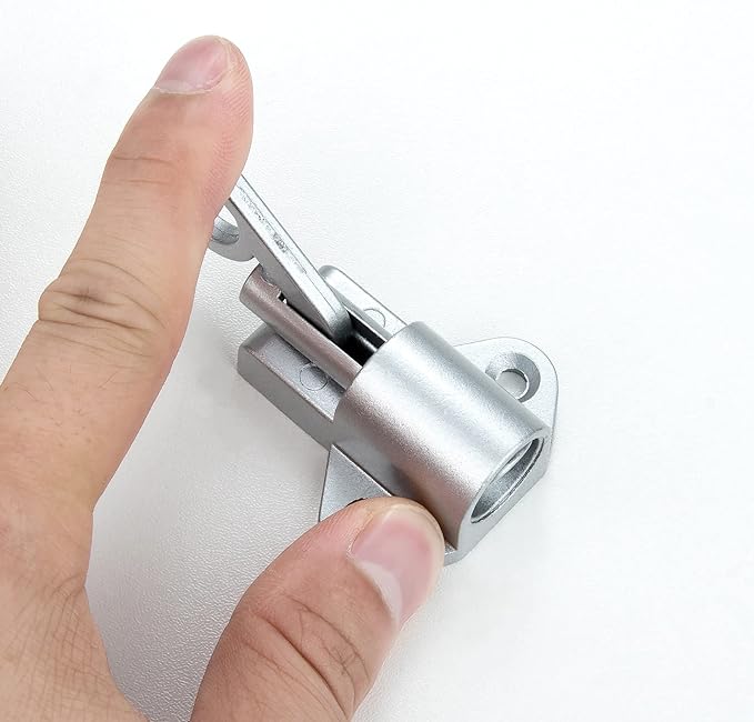 5 Packs Self-Closing Latches，Silver Gray Spring Door Lock，Resilient Bolt Latch Aluminum Alloy Safety Automatic Spring Barrel Slide Door Lock with Screws,Used for Gate,Window and Cabinet etc