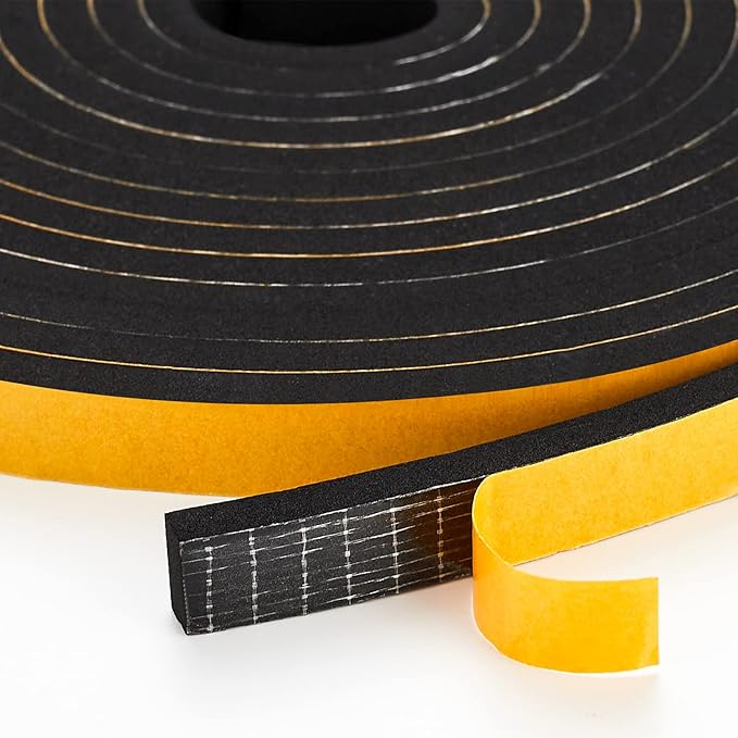 13 Feet Weather Stripping Door Seal, 2" Wide X 1/4" Thick Door Seal Strip High Density Foam Tape Adhesive Strip for Door Soundproofing,Window Insulation (2" x 1/4" x 13FT,Black)
