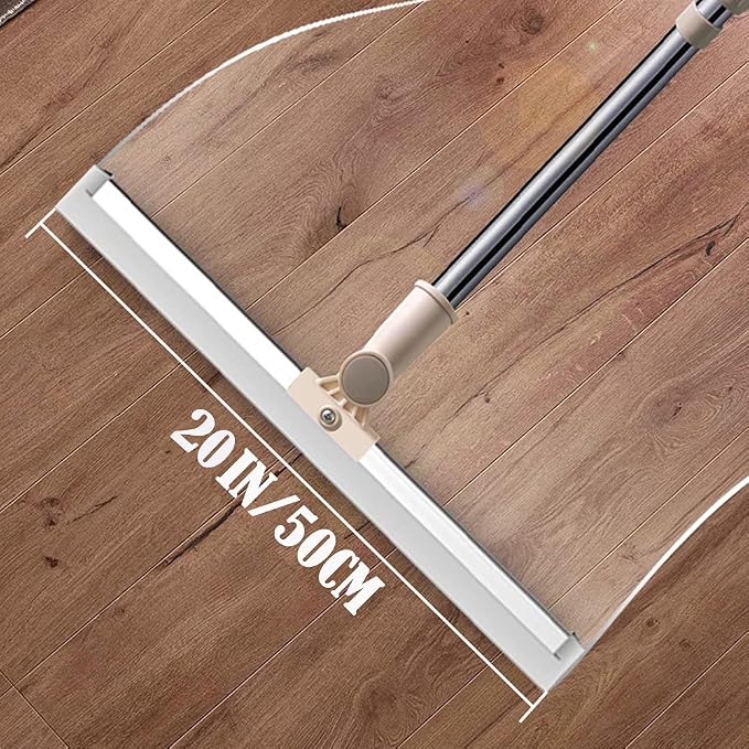 20 in Silicone Floor Squeegee 65 in Long Handle for Floor Window Cleaning | Shower Squeegee Scrubber Combi with Pole Extendable Telescopic Adjustable Stainless Glass Squeegee Bathroom shower